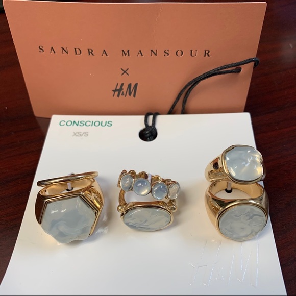 NWT Sandra Mansour x H&M 6-Pack Rings sz XS/S - Picture 5 of 8